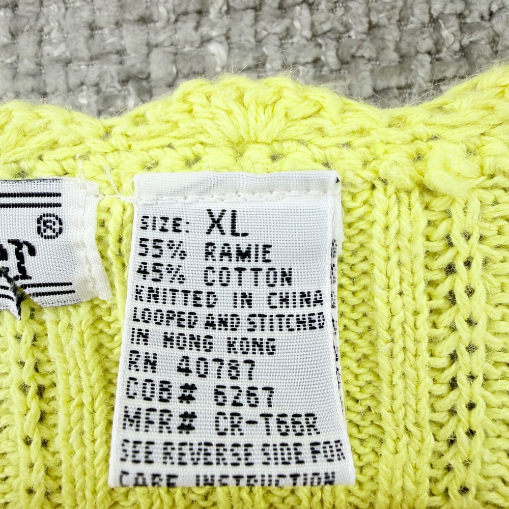 Vintage Gallagher Cardigan Womens XL Yellow Pearl Button Cotton Cottagecore - Picture 3 of 10